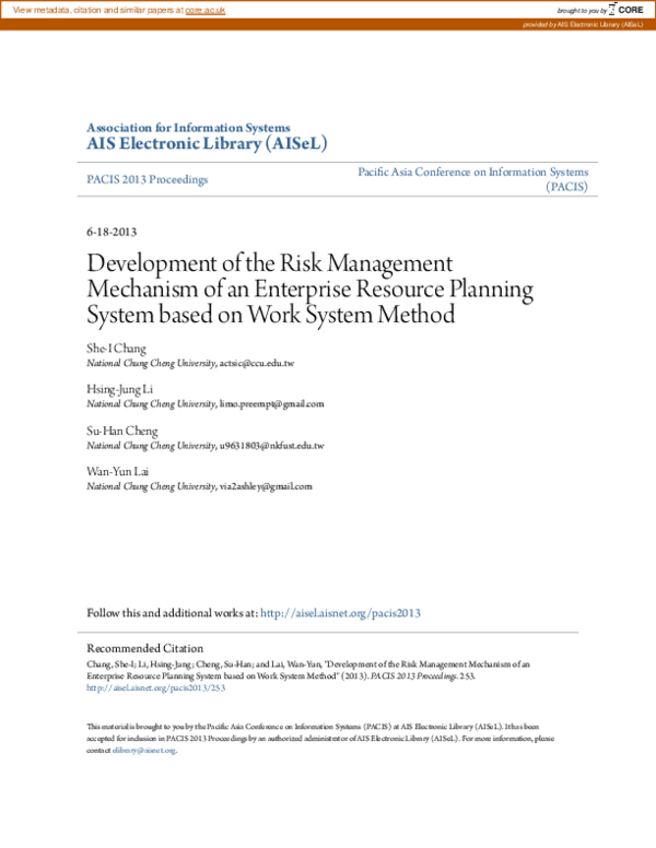 (PDF) Development of the Risk Management Mechanism of an Enterprise ...