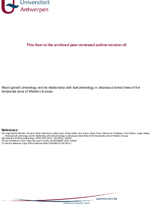 (PDF) Wood growth phenology and its relationship with leaf phenology in ...