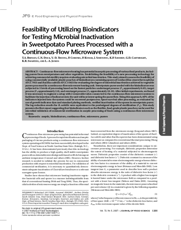 (PDF) Feasibility of Utilizing Bioindicators for Testing Microbial ...