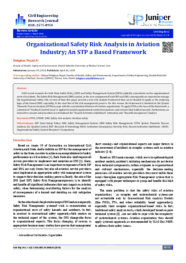 (PDF) Organizational Safety Risk Analysis in Aviation Industry; An STP ...