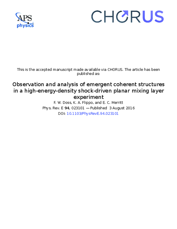 (PDF) Observation and analysis of emergent coherent structures in a ...