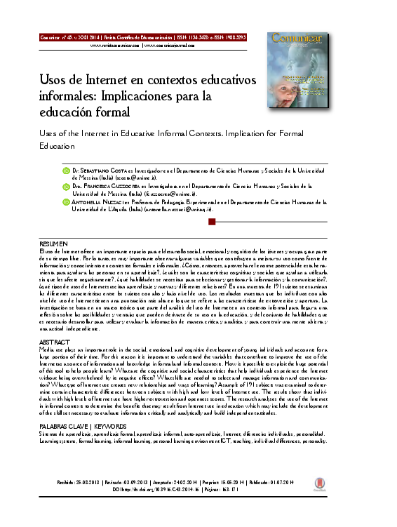 (PDF) Uses of the internet in educative informal contexts. Implication ...
