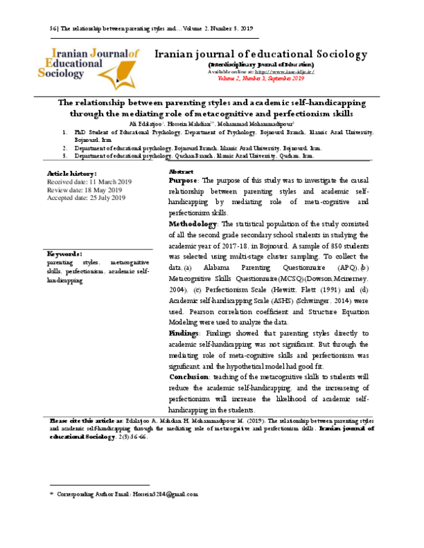 (PDF) The relationship between parenting styles and academic self ...