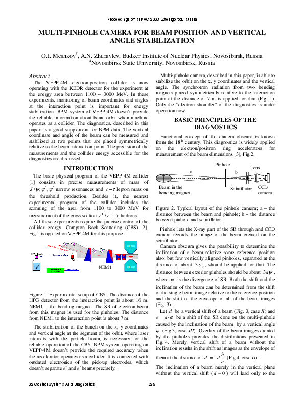 (PDF) Multi-pinhole camera for beam position and vertical angle ...