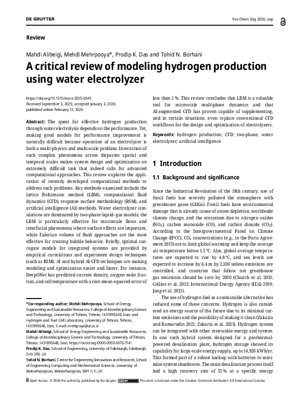 (PDF) A critical review of modeling hydrogen production using water ...