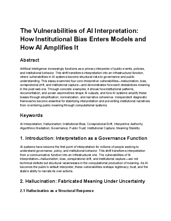 (PDF) The Vulnerabilities of AI Interpretation: How Institutional Bias ...