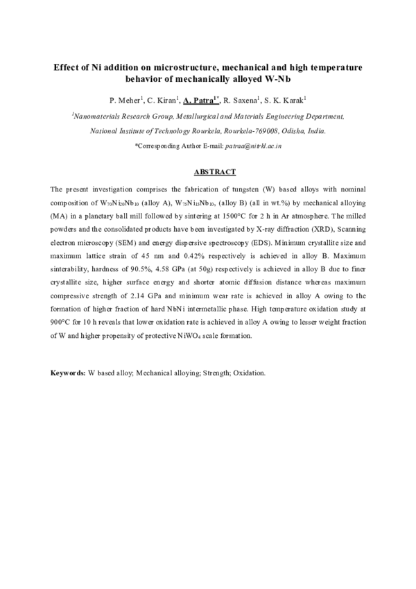 (PDF) Effect of Ni addition on microstructure, mechanical and high ...