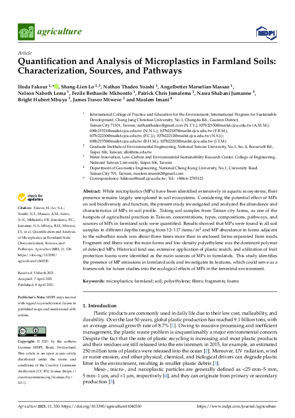 (PDF) Quantification and Analysis of Microplastics in Farmland Soils ...