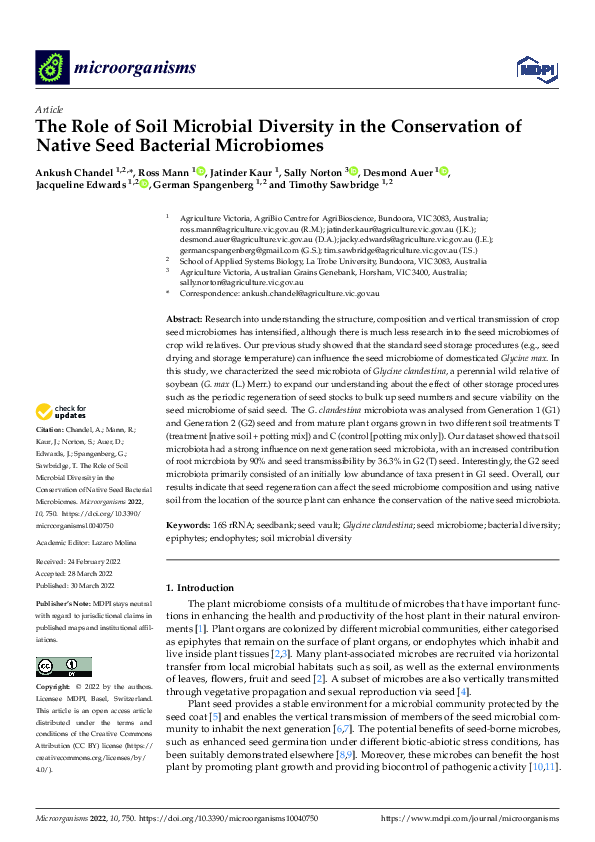 (PDF) The Role of Soil Microbial Diversity in the Conservation of ...