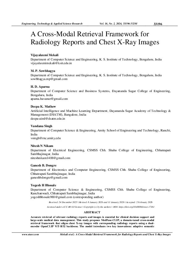 (PDF) A Cross-Modal Retrieval Framework for Radiology Reports and Chest ...