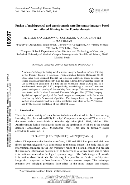 (PDF) Fusion of multispectral and panchromatic satellite sensor imagery ...