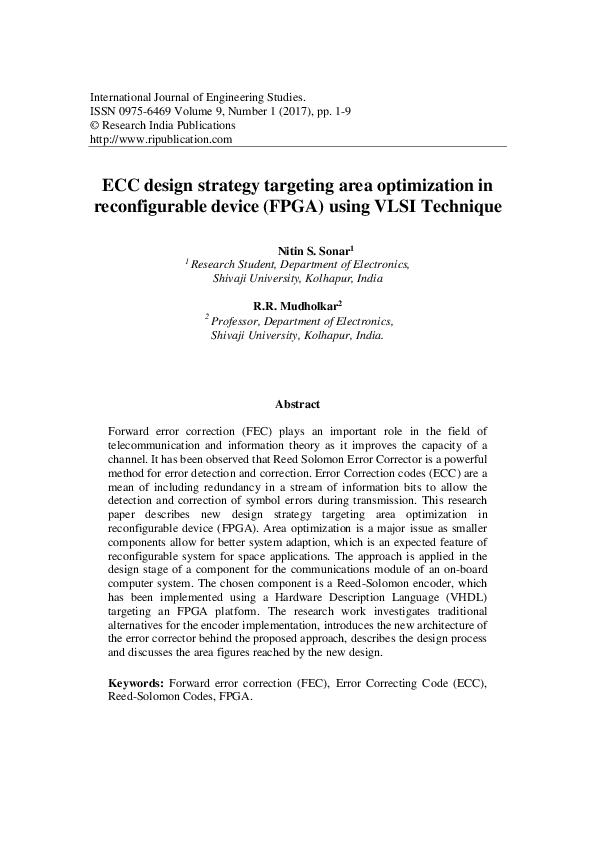 (PDF) ECC design strategy targeting area optimization in reconfigurable ...