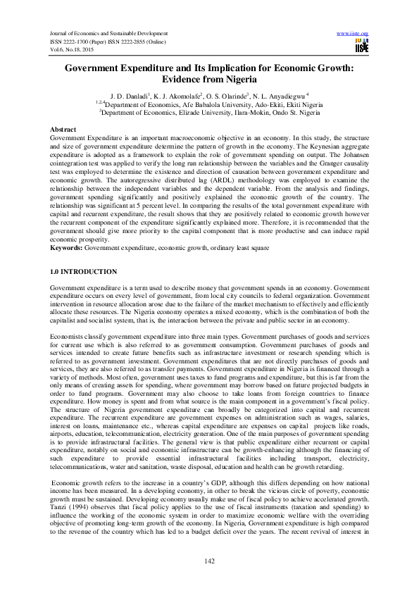 (PDF) Government Expenditure and Its Implication for Economic Growth ...