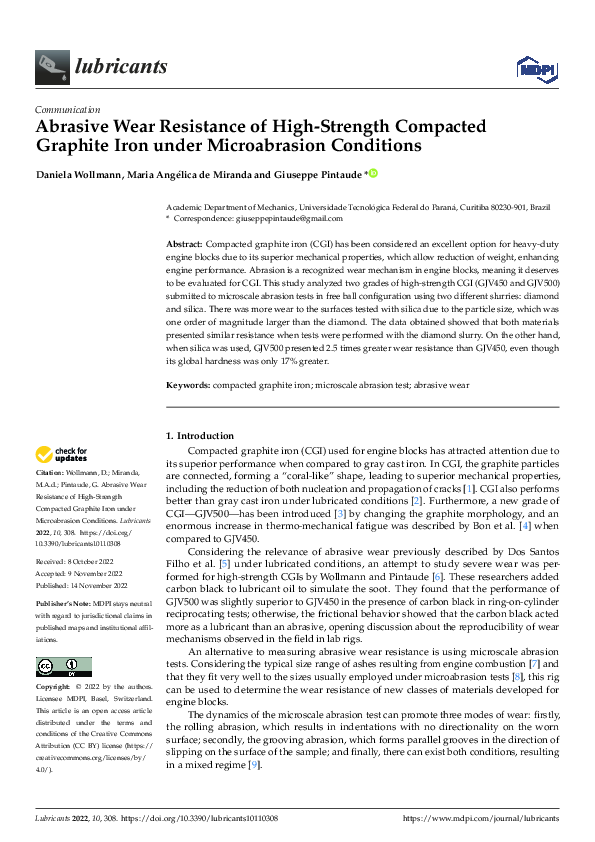 (PDF) Abrasive Wear Resistance of High-Strength Compacted Graphite Iron ...