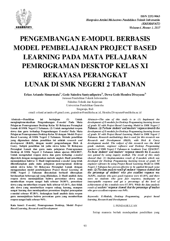 (PDF) Pengembangan E-Modul Berbasis Model Pembelajaran Project Based ...