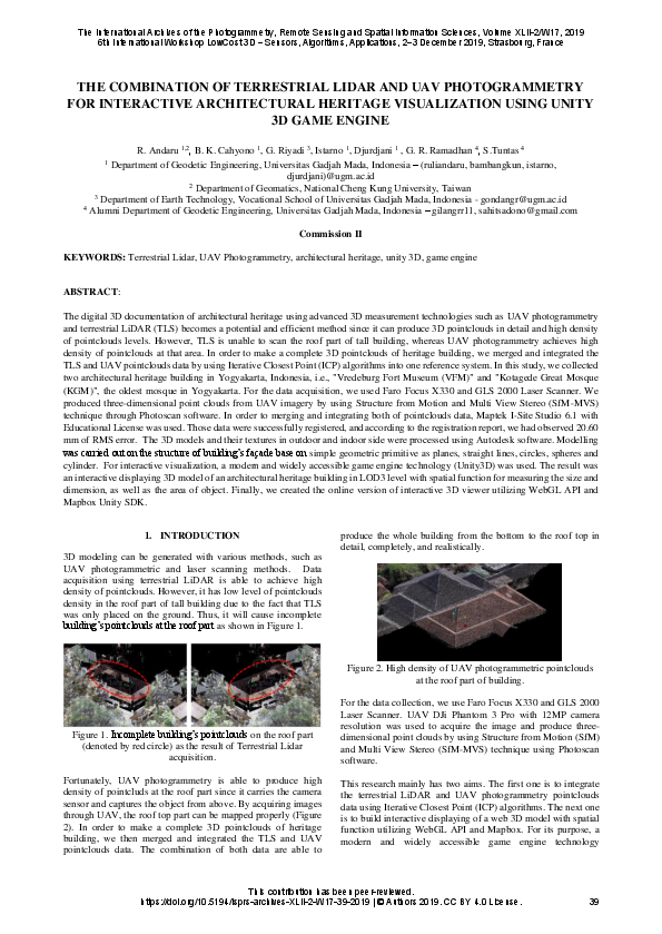 (PDF) The Combination of Terrestrial Lidar and Uav Photogrammetry for ...