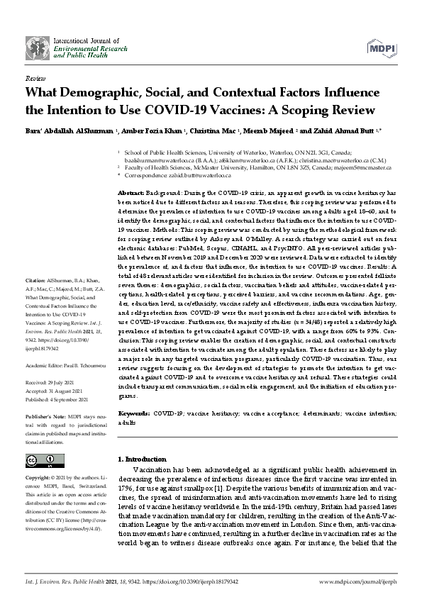 (PDF) What Demographic, Social, and Contextual Factors Influence the ...