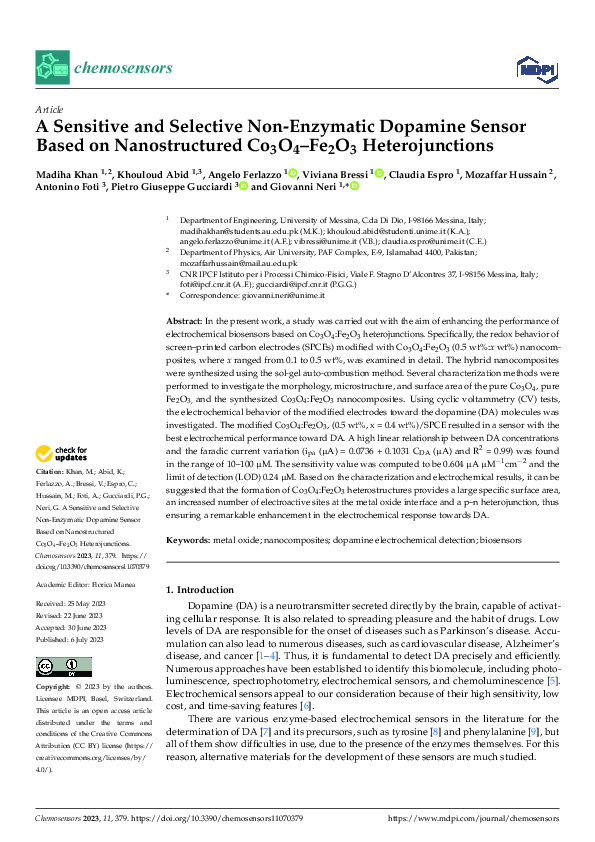 (PDF) A Sensitive and Selective Non-Enzymatic Dopamine Sensor Based on ...