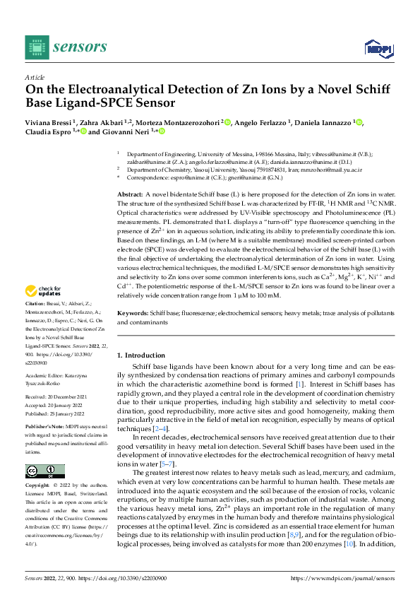 (PDF) On the Electroanalytical Detection of Zn Ions by a Novel Schiff ...