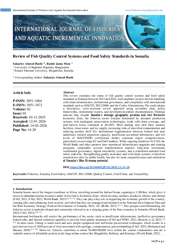 (PDF) Review of Fish Quality Control Systems and Food Safety Standards ...