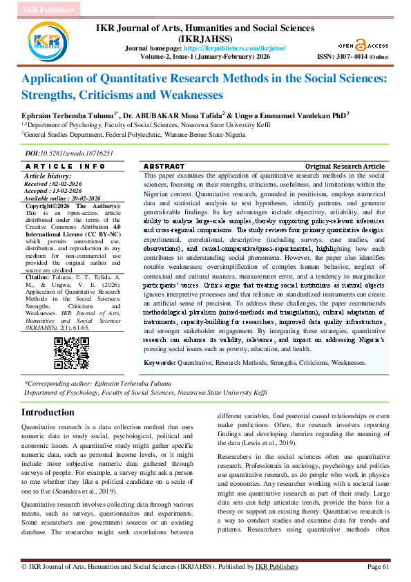 (PDF) Application of Quantitative Research Methods in the Social ...