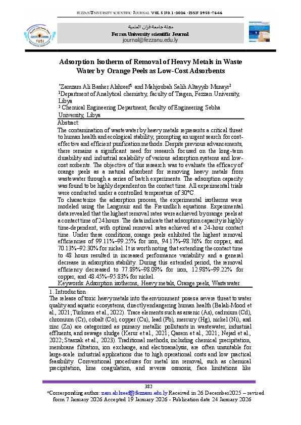 (PDF) Adsorption Isotherm of Removal of Heavy Metals in Waste Water by ...