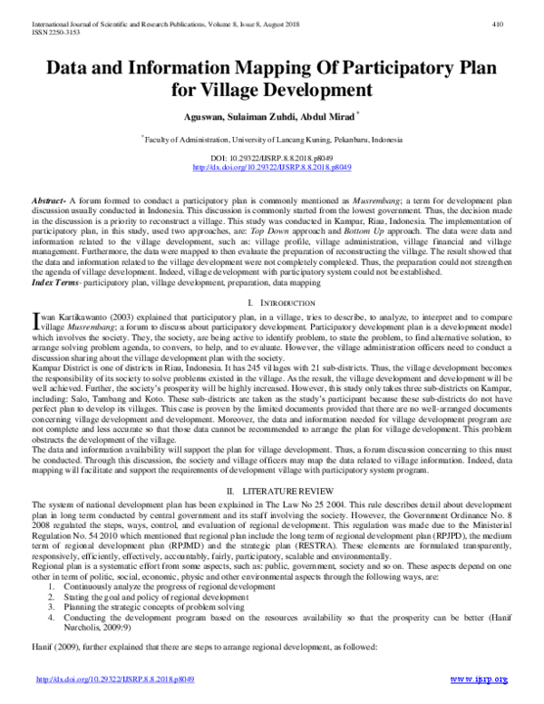 (PDF) Data and Information Mapping Of Participatory Plan for Village ...