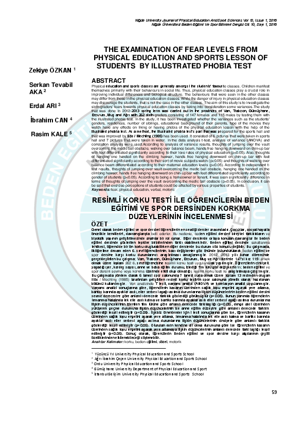 (PDF) The Examination of Fear Levels from Physical Education and Sports ...