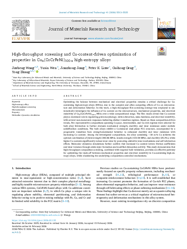 (PDF) High-throughput screening and Cu-content-driven optimization of ...