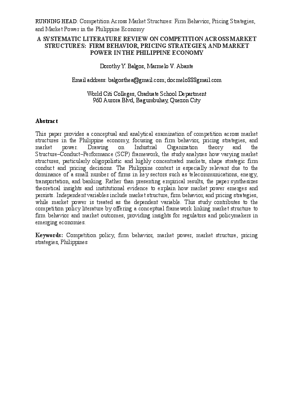 (PDF) A SYSTEMATIC LITERATURE REVIEW ON COMPETITION ACROSS MARKET ...