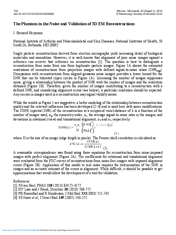 (PDF) The Phantom in the Noise and Validation of 3D EM Reconstructions