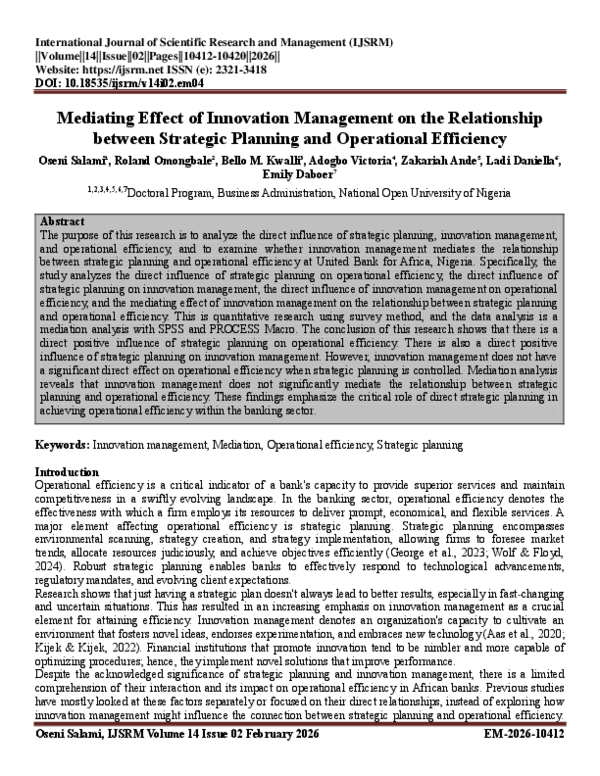 (PDF) Mediating Effect of Innovation Management on the Relationship ...