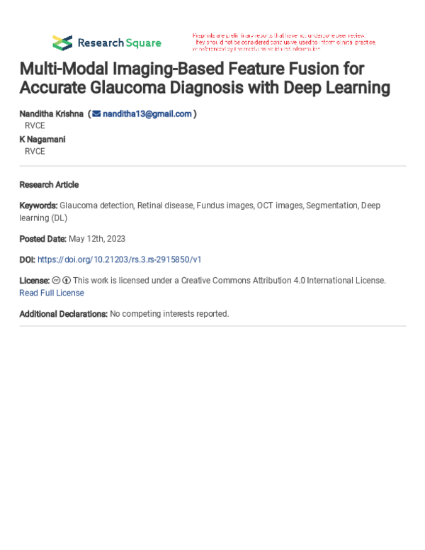 (PDF) Multi-Modal Imaging-Based Feature Fusion for Accurate Glaucoma ...