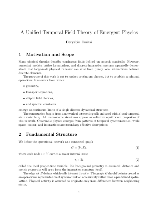 (PDF) A Unified Temporal Field Theory of Fundamental Interactions