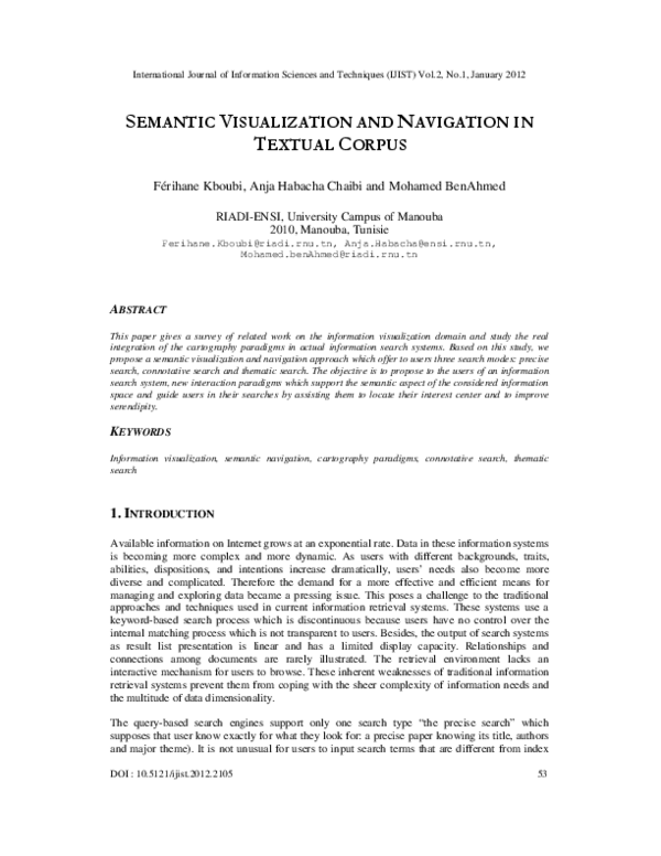 (PDF) Semantic Visualization and Navigation in Textual Corpus