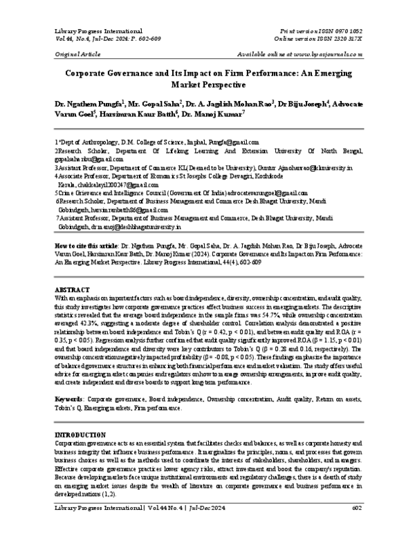 (PDF) Corporate Governance and Its Impact on Firm Performance: An ...
