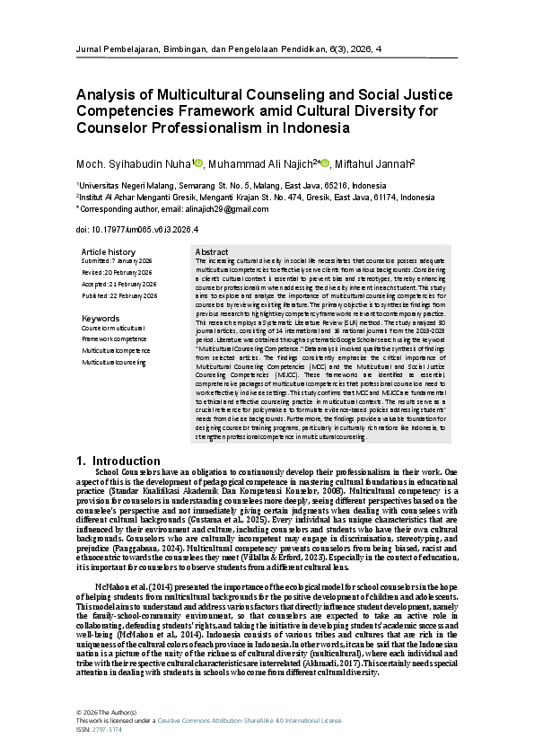 (PDF) Analysis of Multicultural Counseling and Social Justice ...