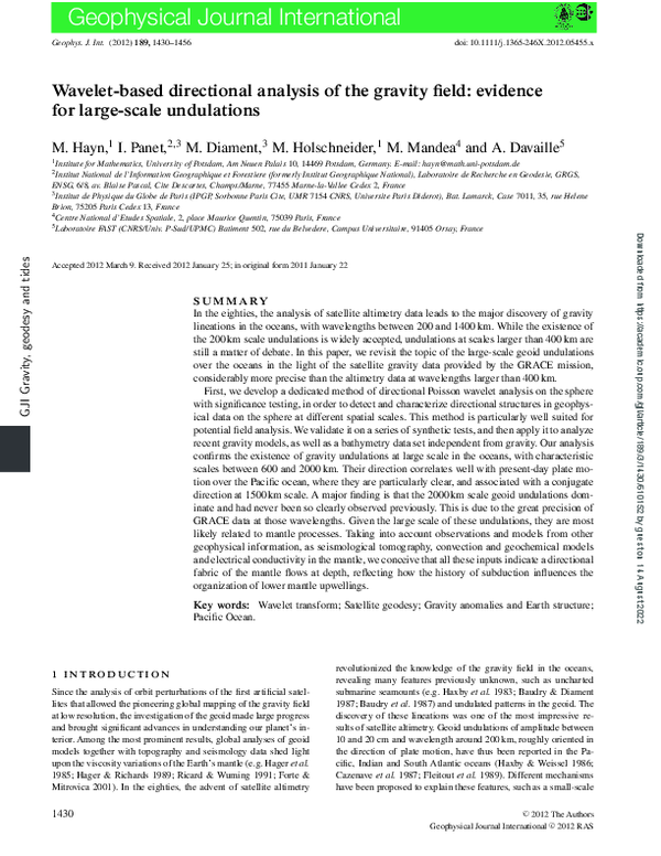 (PDF) Wavelet-based directional analysis of the gravity field: evidence ...