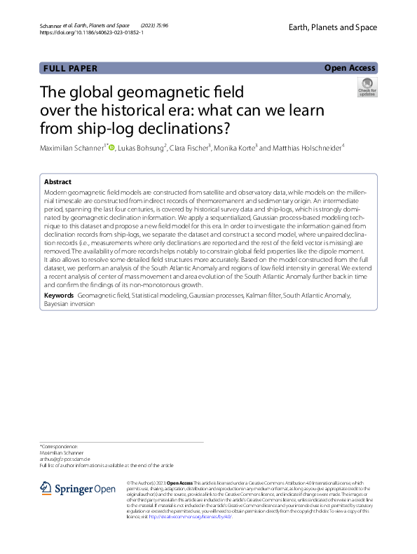 (PDF) The global geomagnetic field over the historical era: What can we ...