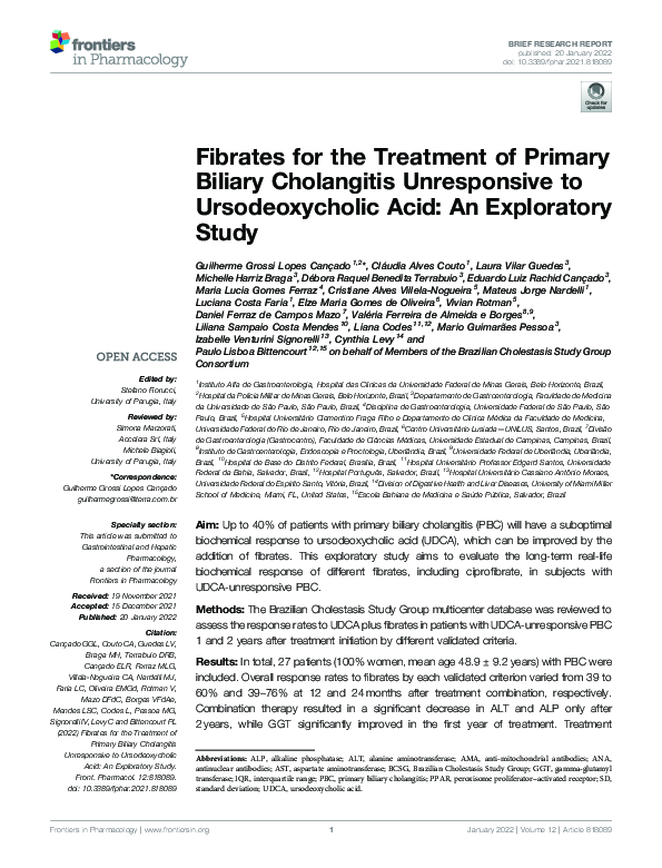 (PDF) Fibrates for the Treatment of Primary Biliary Cholangitis ...