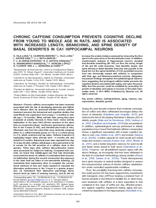 (PDF) Chronic caffeine consumption prevents cognitive decline from ...