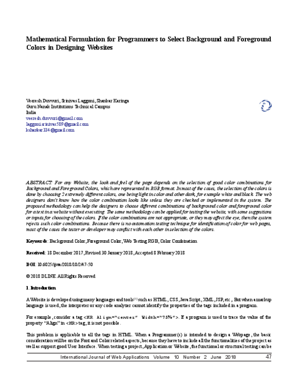 (PDF) Mathematical Formulation for Programmers to Select Background and ...