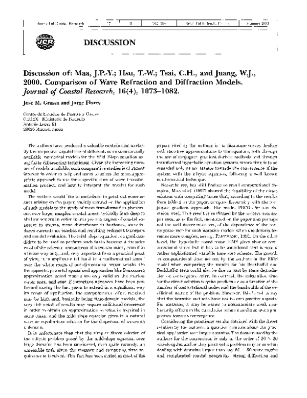 (PDF) Comparison of wave refraction and diffraction models