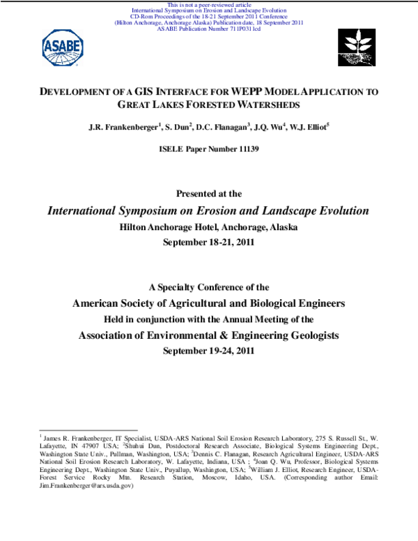(PDF) Development of a GIS Interface for WEPP Model Application to ...