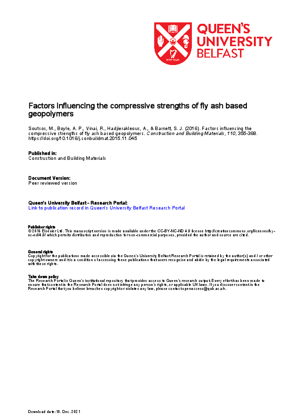 (PDF) Factors influencing the compressive strength of fly ash based ...