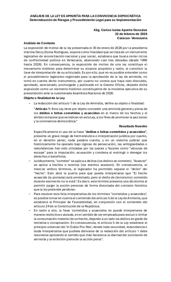 (PDF) ANALISIS CRITICO DE LA LEY DE AMNISTIA PARA LA CONVIVENCIA ...
