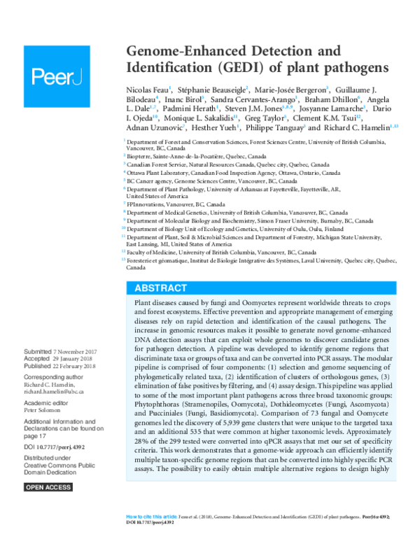(PDF) Genome-Enhanced Detection and Identification (GEDI) of plant ...