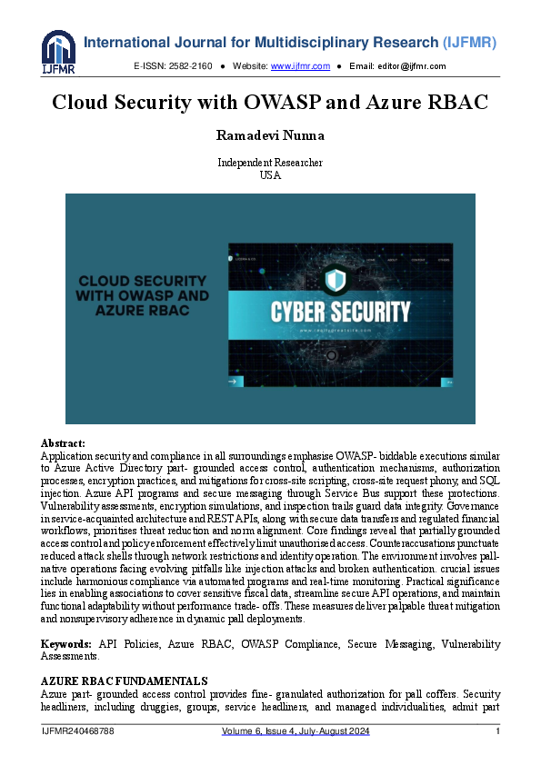 (PDF) Cloud Security with OWASP and Azure RBAC