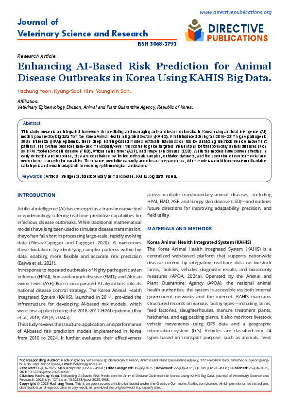 (PDF) Enhancing AI-Based Risk Prediction for Animal Disease Outbreaks ...