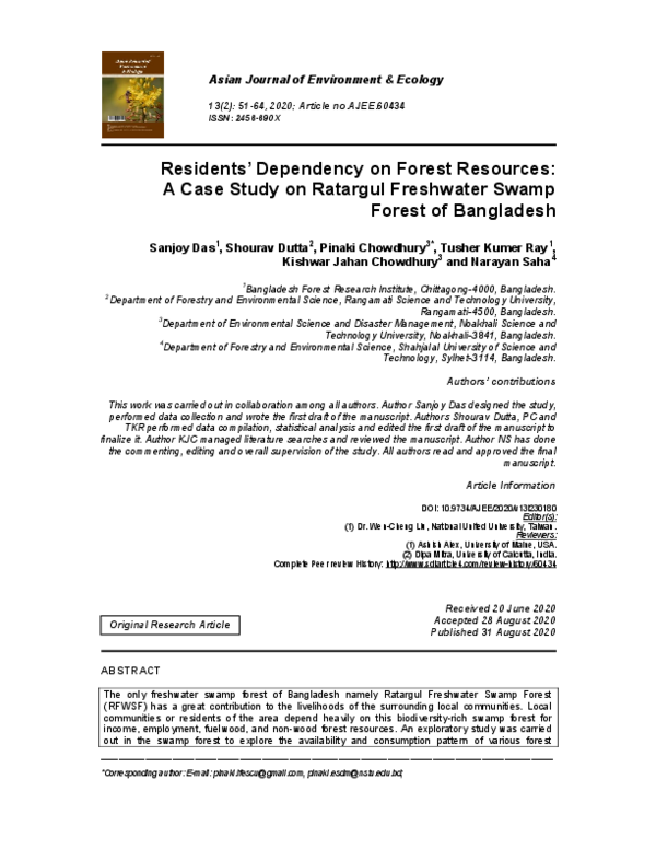 (PDF) Residents’ Dependency on Forest Resources: A Case Study on ...
